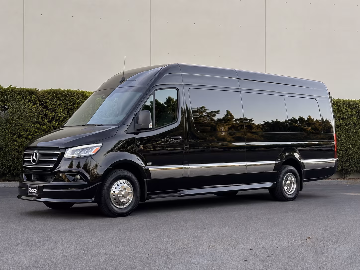 wedding guest sprinter van shuttles from hotel blocks to omaha ceremony and reception venues